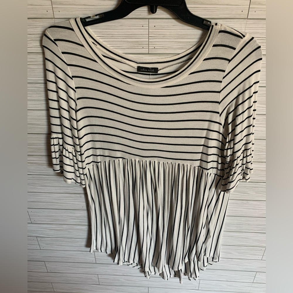 White birch Black Stripe White Peplum dress size s/m